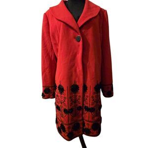 Peter Nygard Floral Dark Academia Jacket Coat Heavy Red Size 14 Whimsigoth